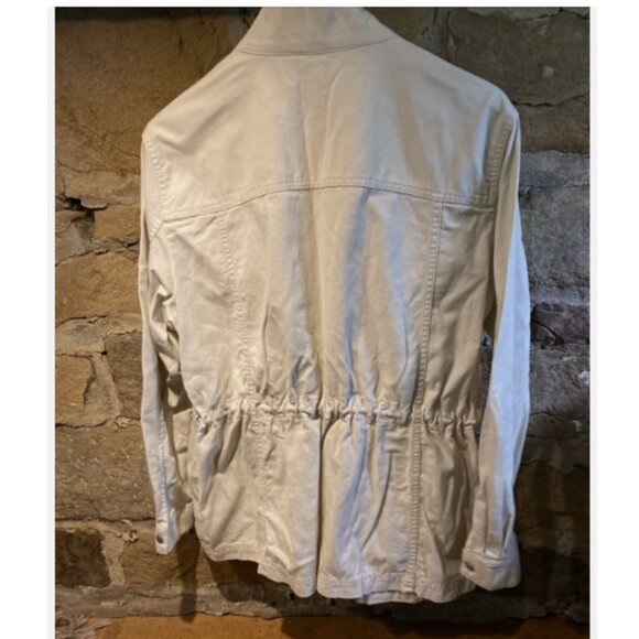 Gap Core Utility Jacket Women’s Sz XXL Khaki Cotton Side Cinch Pockets Beige - Picture 2 of 4